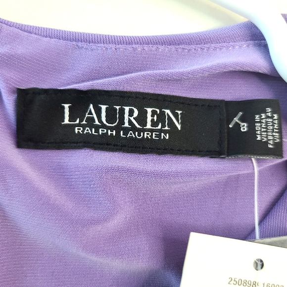 Lauren Ralph Lauren Stretch 3/4 Sleeves Crewneck Formal Wisteria Dress - Picture 7 of 13